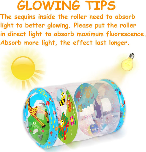 Crawling & Walking Baby Toys - Glowing Jumbo Inflatable Rolling Infant Toys for 0-6 Months to 12-18 Months, Sensory