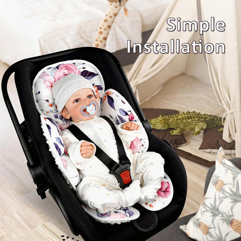 2 1 Pea Pod Baby Car Seat Head Support for Newborn, in Infant Car Seat Head Body Support for Girls Extra Soft