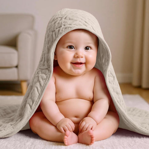 VitalCozy 12 (32 32 Inch,Colorful) Pcs Baby Muslin Hooded Bath Towels and Washcloths Muslin Cotton Hooded Baby Towels