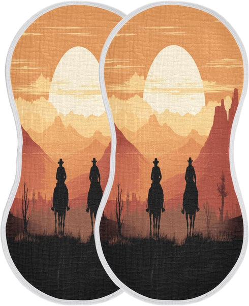 Bulletgxll Set 4, Western Cowboy Unisex Baby Burp Cloths of Soft Absorbent Organic Cotton Muslin Burping Cloths
