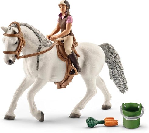7 Playset 5+ 41433 Schleich Horse Club - PC Rider and Horse Toy with Accessories - Realistic Rider and Lipizzaner Mare