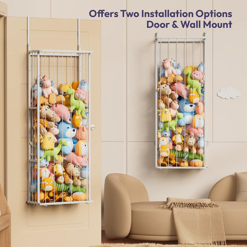 3-Tier) SWTYMIKI Hanging Stuffed Animal Storage - Over Door Large Plush Toy Organizer, Wall Mounted or Corner Stuffie
