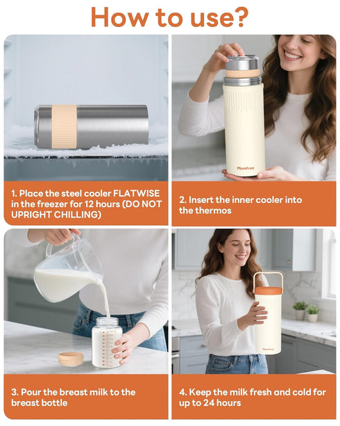 22oz 360 24 2pcs Portable Breast Milk Cooler for Breastmilk Storage, Liquid Gold Saver Cooling Keeps Milk Fresh