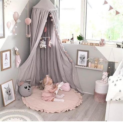 Tummy 39.3"Pink Soft Cotton Baby Play Mat Nursery Rug Infants Floor Princess Time Mat Thin Cushion Crawling Carpet