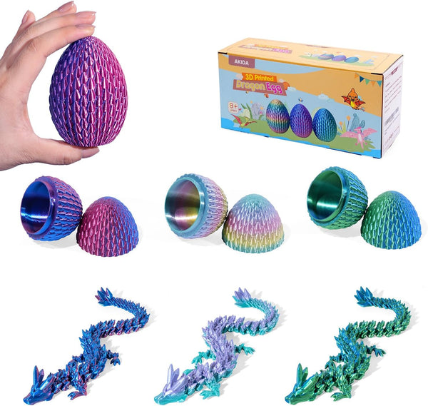 AKIDA 3 Pack Dragon Eggs with Dragon Inside, Dragon Egg Fidget Toy, 3D