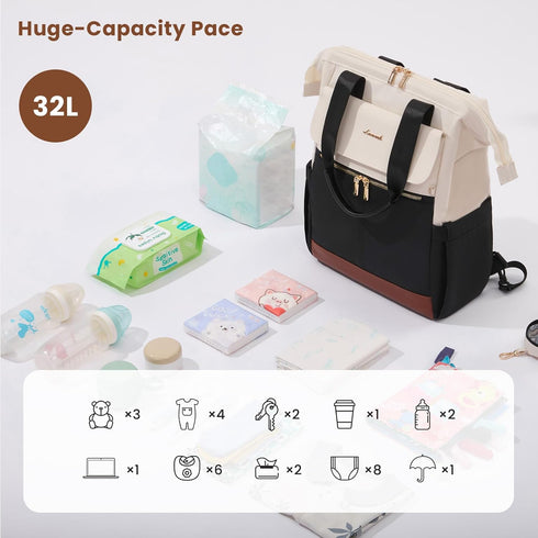 Backpack, LOVEVOOK Baby Diaper Bag Large Bag for Boys & Girls, Travel Waterproof Bags w/Changing Pad, Stroller Straps