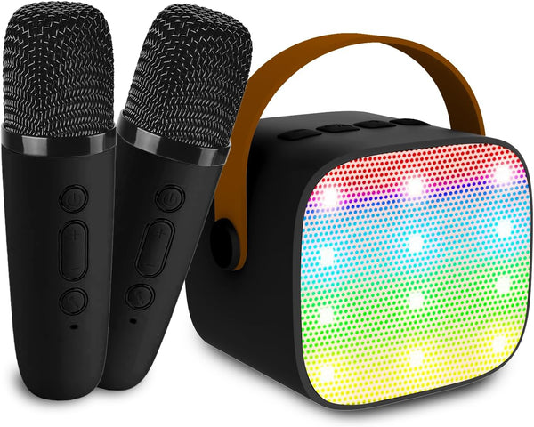 Mini Karaoke Machine for Kids & Adults - Bluetooth Speaker with 2 Wireless Microphones for Home Party