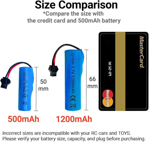 VBILUM 3.7V 1200mAh SM-2P 4-in-1 Li-ion Battery Plug and USB Charger for RC Cars RC Trucks Toy Robots Stunt Cars