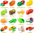 JASNKKONT 42 87 Set Items Pcs Cutting Play Kitchen for Kids, Pretend Cooking Fruit &Vegetables&Fast Food with Storage