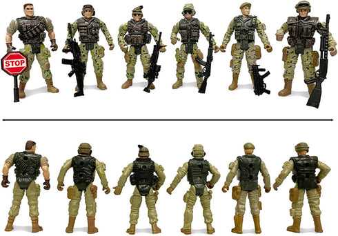 SCAHOW 6pcs 3 4 5 6 7+ Playsets Military Action Figures, Soldier Toys for Year Old Boys, Amy Men Action Figures