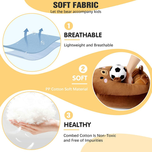 Onsoyours 14 Inch Football Bear Plush Toy, Soft Kawaii Soccer Ball Bear Stuffed Animal Gift