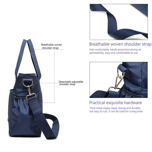 Mommy ROYALFAIR Diaper Bag Tote Bag for Toddler Messenger Tote Diaper Bags Purse with Stroller Hook (Medium,Navy Blue)
