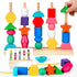 JRUXJWI Montessori Wooden Threading Beads Set for Toddlers 3 4 5, Bead Sequencing