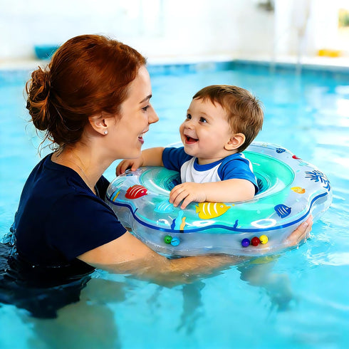 6-12 Baby Pool Float with Double Airbag Safety Seat for Toddler & Infant Months, Inflatable Infant Pool Float for Swim