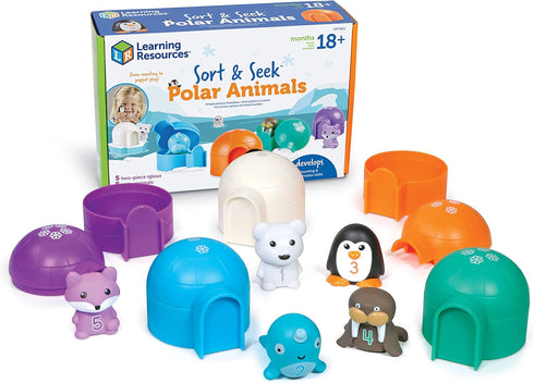 Learning Resources Sort & Seek Polar Animals - Toddler Activities Educational Toy Set 15 Pieces for Age 18 Months+