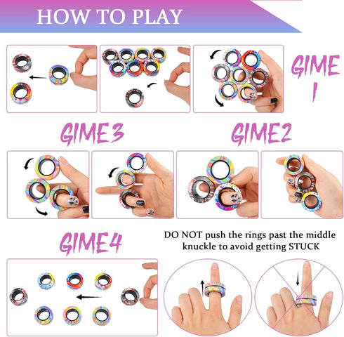 9Pcs 8+ Cevioce Magnetic Rings Fidget Toys Adults Teens Boys ADHD Anxiety Magnetic Fidgets for Kids Fidget Spinner