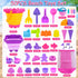 50Pcs 2 Backpack Summer Elovien Beach Sand Toys, Sandbox Toys with Collapsible Buckets, Mesh Bag, Shovels, Ice Cream