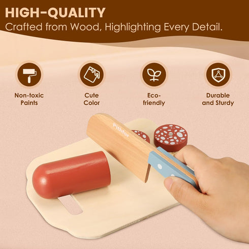 Set, Set 2 3 4 Pithfor Play Knife Play Kitchen Accessories, Wooden Pretend Play Food Toys for Kids Toddlers, Gifts