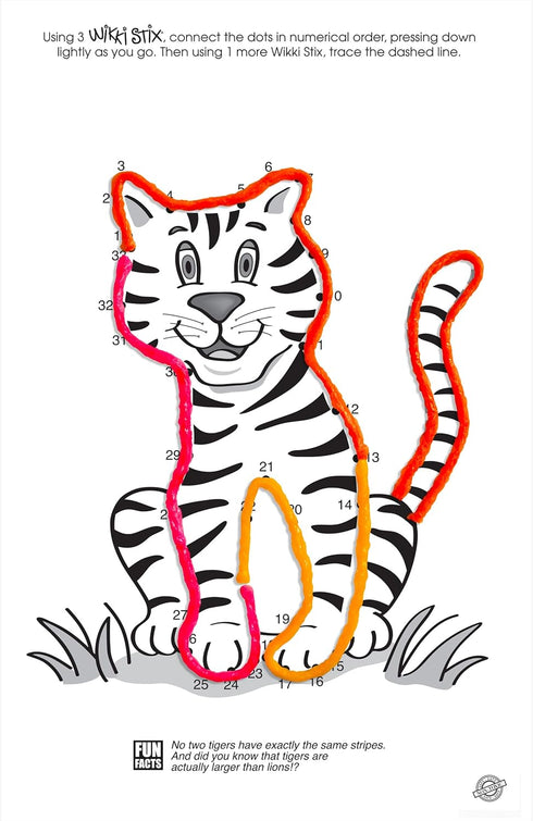 WIKKI STIX Animal Activity Pak, 12 Zoo Animals with Hands-on Activity, Made in The USA