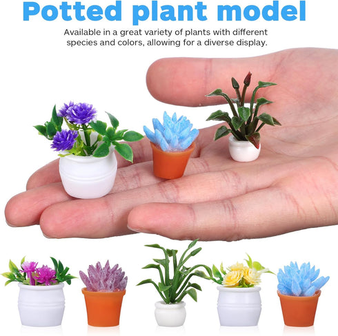 IMIKEYA Miniature Dollhouse Plant Flowers, 12pcs Potted Plants & Fake Greenery for Dollhouse Decor
