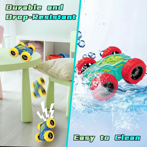 2-4, 3 2 3 4 5 6 MSHALADE Toys Cars for Ages Double-Sided Monster Truck Toys, Stunt Push and Go Friction Cars, Year Old
