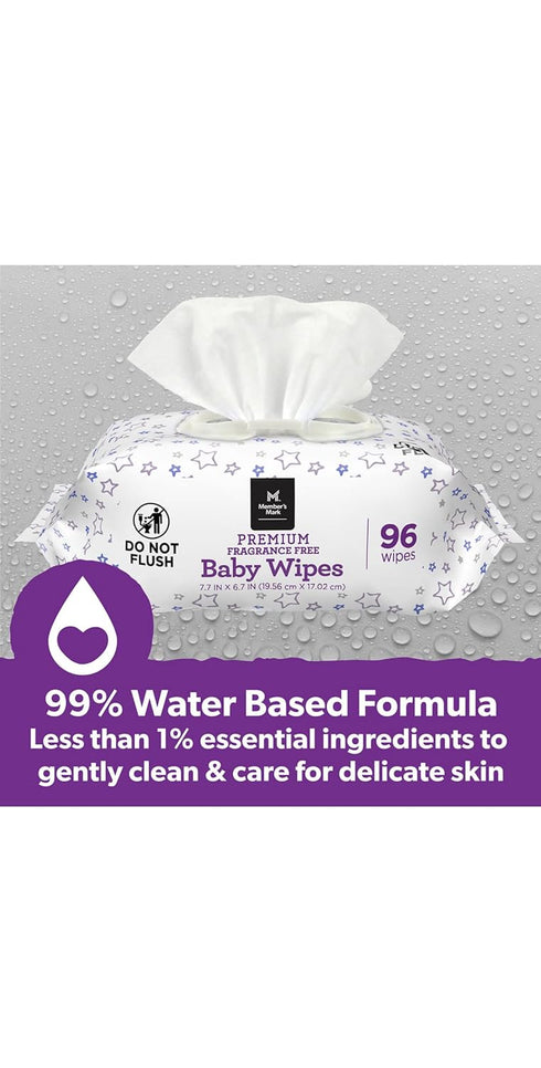 MEMBERS MARK (Netcount 12 Pack 96 12Count Member's Mark Fragrance Free Baby Wipes Wipes in Each), ()