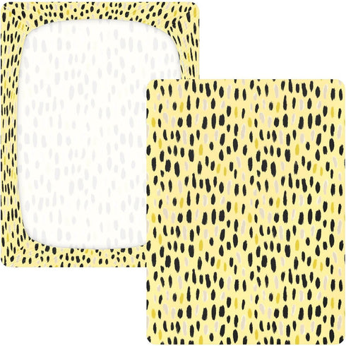 miaozhen 1 Pack 52x28 Cotton Baby Crib Sheets Soft Stretchy Ghothic Leopard Pastel Yellow Crib Mattress Sheet