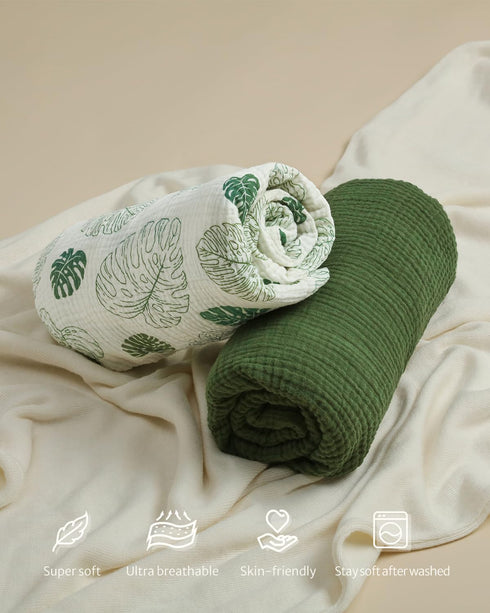 Pack Pack 2 Pack(Monstera&Dark Blissful Diary Muslin Mini Crib Sheets, and Play Mattress Sheets Fitted for N Play, Soft