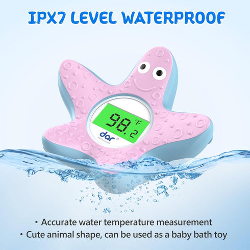 Bath Thermometer for Baby Safety, Floating Toy with Backlight Display for Infant Bathtub, Starfish