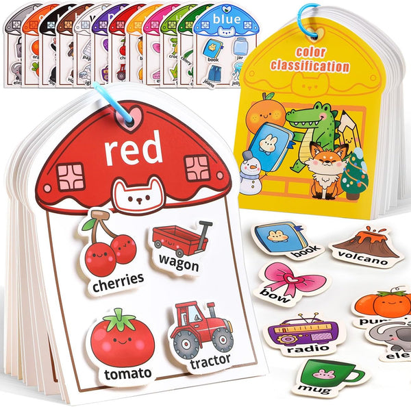 MUONE Montessori Busy Book Color Sorting Toys for Toddlers 2-4, Educational Preschool Learning