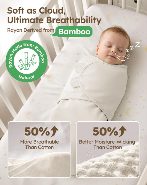 03 Yoofoss Baby Swaddle for Newborns Months, Rayon Made from Bamboo Swaddle, Noiseless Closure Swaddle Sack, Soft