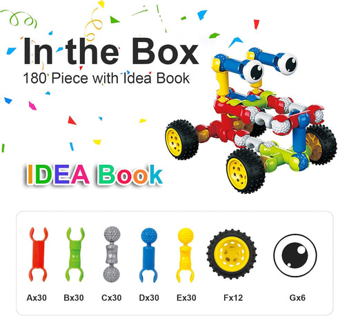 3 4 5 6 7 8 Kids,180 Huaker Stem Building Toys for Year Old Boys Girls Pieces Building Blocks Educational Learning Toys