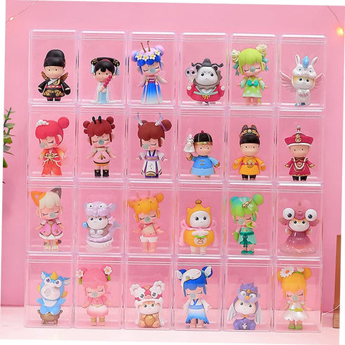 Abaodam 6pcs Box Display, Plastic Container Mini Toy Container for Baby Doll, Acrylic Display Case for Figurines