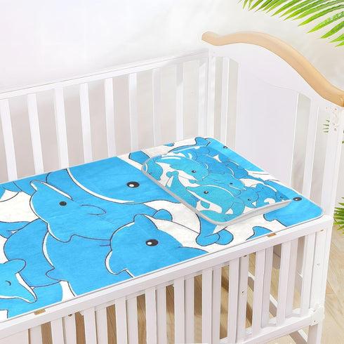 SyXIOP 28" 52" Cute Cartoon Dolphin Cooling Baby Crib Mattress x Ultra Soft Training Pads for Kids, Adult