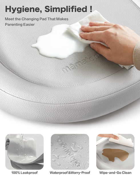 30"x18", Mamatepe Baby Changing Pad, Waterproof Wipe-Clean PU Foldable On-the-Go Travel Mat, Non-Slip with Adjustable