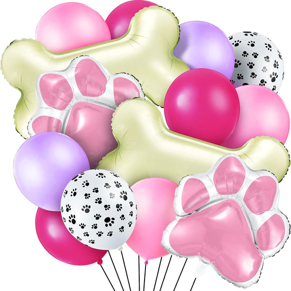 46 Pcs Dog Themed Balloon Decoration Set with Paw Print and Bone Balloons for Birthday Party Supplies