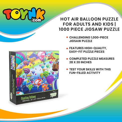 Toynk Floating Felines Hot Air Balloon Puzzle, 1000 Piece Jigsaw Toy for Family Game Night, Interactive Brain Teaser