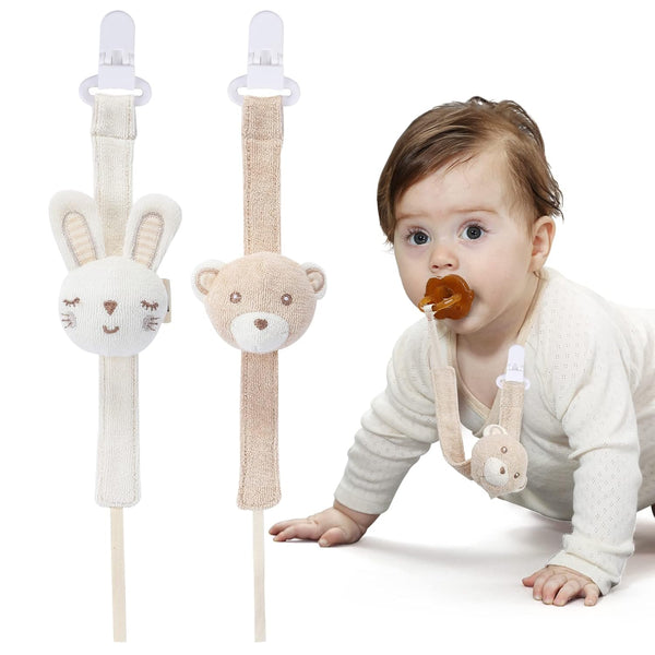Pacifier Clip, 2 Pack Baby Pacifier Holder for Boys and Girls Fits