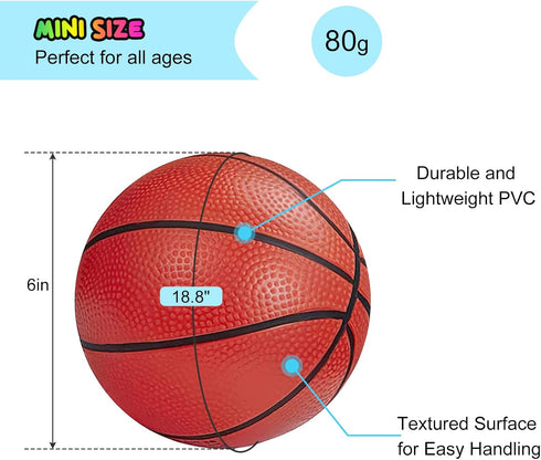 Mini Basketballs 3 Pack - 6" Small Basketball Set with Pump, Durable PVC for Mini Basketball Hoop, Indoor Outdoor Toy