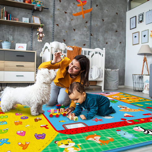 Tummy Baby Crawling Mat,Baby Play Mat for Floor,Large Cotton Educational Time Mat, Foldable Non-Slip Super Soft Padded