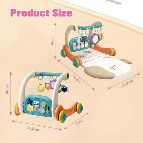 3 1 Tummy in Baby Activity Gym Center, Time Play Mat Gym, Baby Push Walker, Kick and Play Piano with Music and Light