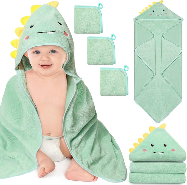 Sublaga 4 PCS Hooded Baby Towels, Soft Baby Towel, Absorbent Baby Bath Towel,