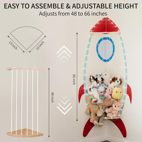 PUTSKA Nursery Furniture Hanging Organizer Wall Mounted Stuffed Animal Storage for Baby Room, Corner Plush Collection