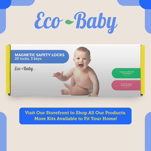 Eco-Baby (20 Pack 3 Magnetic Cabinet Locks for Babies Locks with Keys), Eco Baby Baby Proofing Cabinet Locks, Child