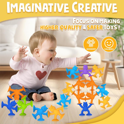 Baby Bath Toys Suction Cup Toys for Kids No Hole Bath Toys for Kids Ages 1-3 Toddler Bath Toys Connect Build Create Travel Toys Suction Toys Bathtub Toys ( 6 Pcs )