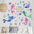 Yovkky Baby Girls Mermaid Wall Decals Stickers, Under The Sea Ocean Creatures Coastal Fish Bubble Glitter Nursery Kids
