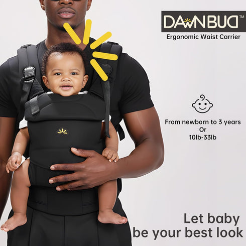 DawnBud Baby Carrier for Newborns to Toddlers, Adjustable, Ultra-Soft and Weightless, Ergonomic Baby Carrier with Head