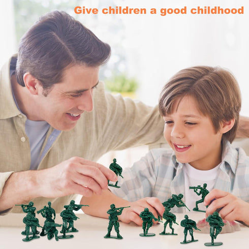 2-Inch Plastic Army Men Action Figures, Pack of 100 with 10 Unique Sculpts (Green)