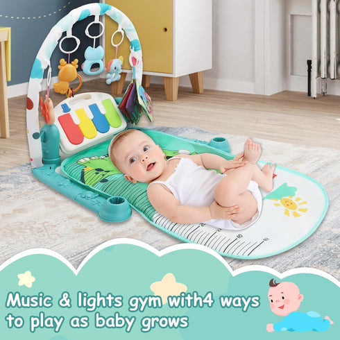 Tummy BOMPOW Baby Play Gym Mat, Play Activity Mat with Music and Lights, Piano Gym, Early Development Baby Gift
