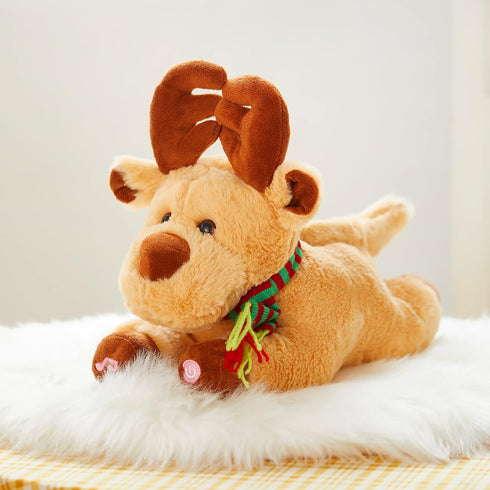Glow Guards Christmas Reindeer Stuffed Animal - Light Up Music 15'' Night Light LED Glowing Singing Elk Plush Toy for